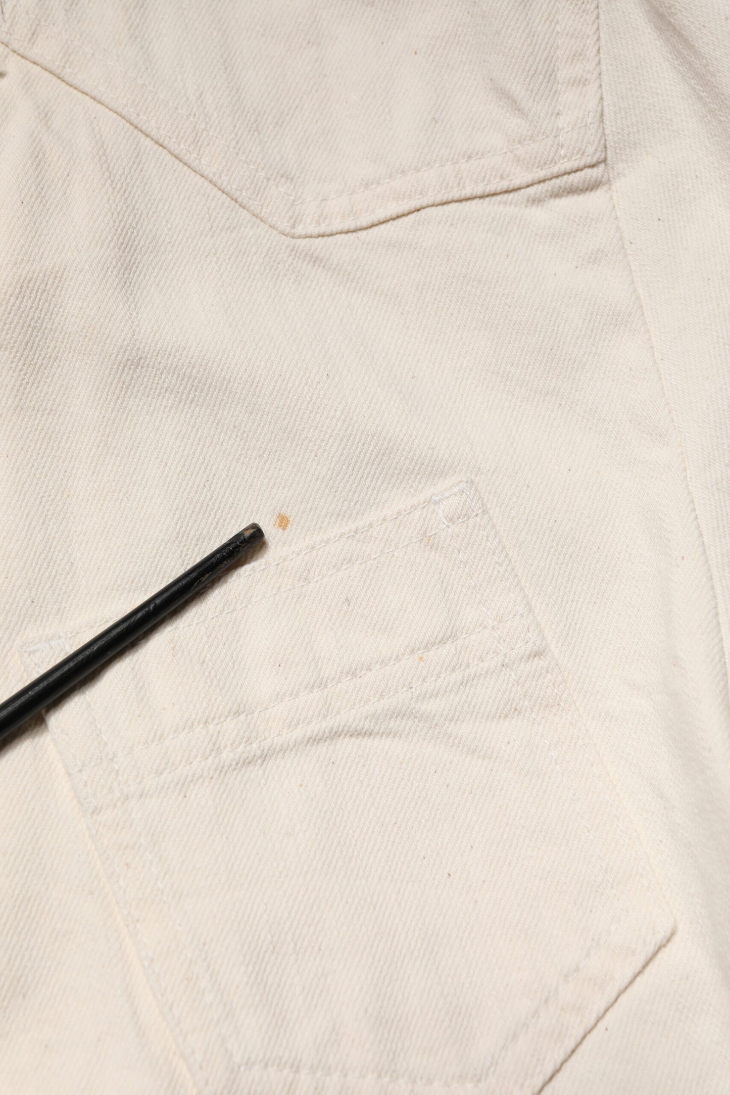 Off White Cotton Full Zip Denim Men Blouson Jacket