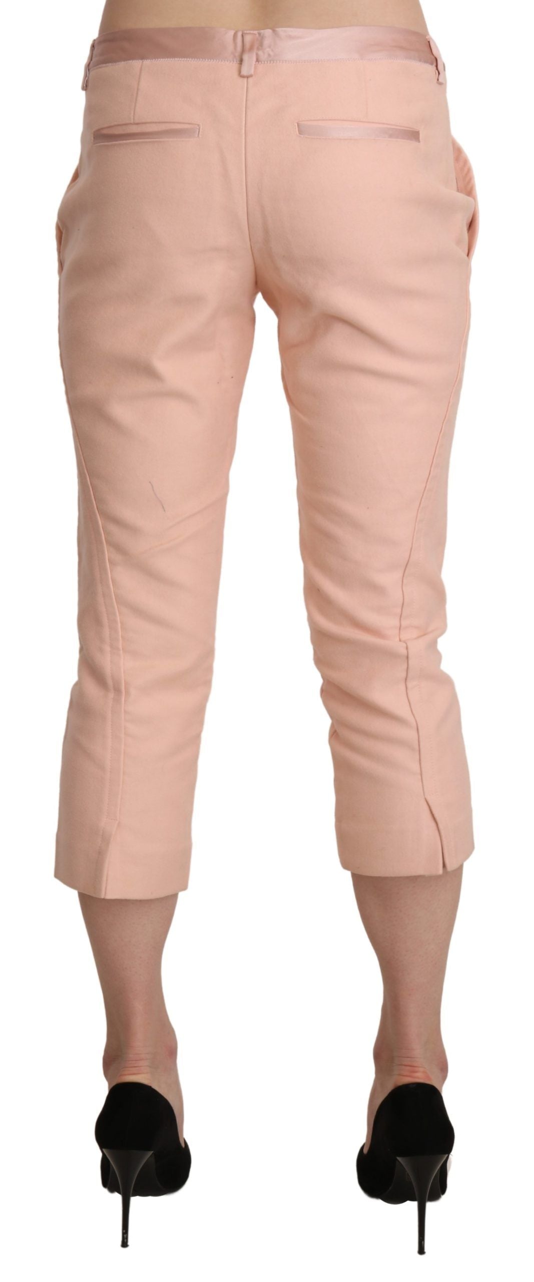 Pink Low Waist Skinny Cropped Capri Pants