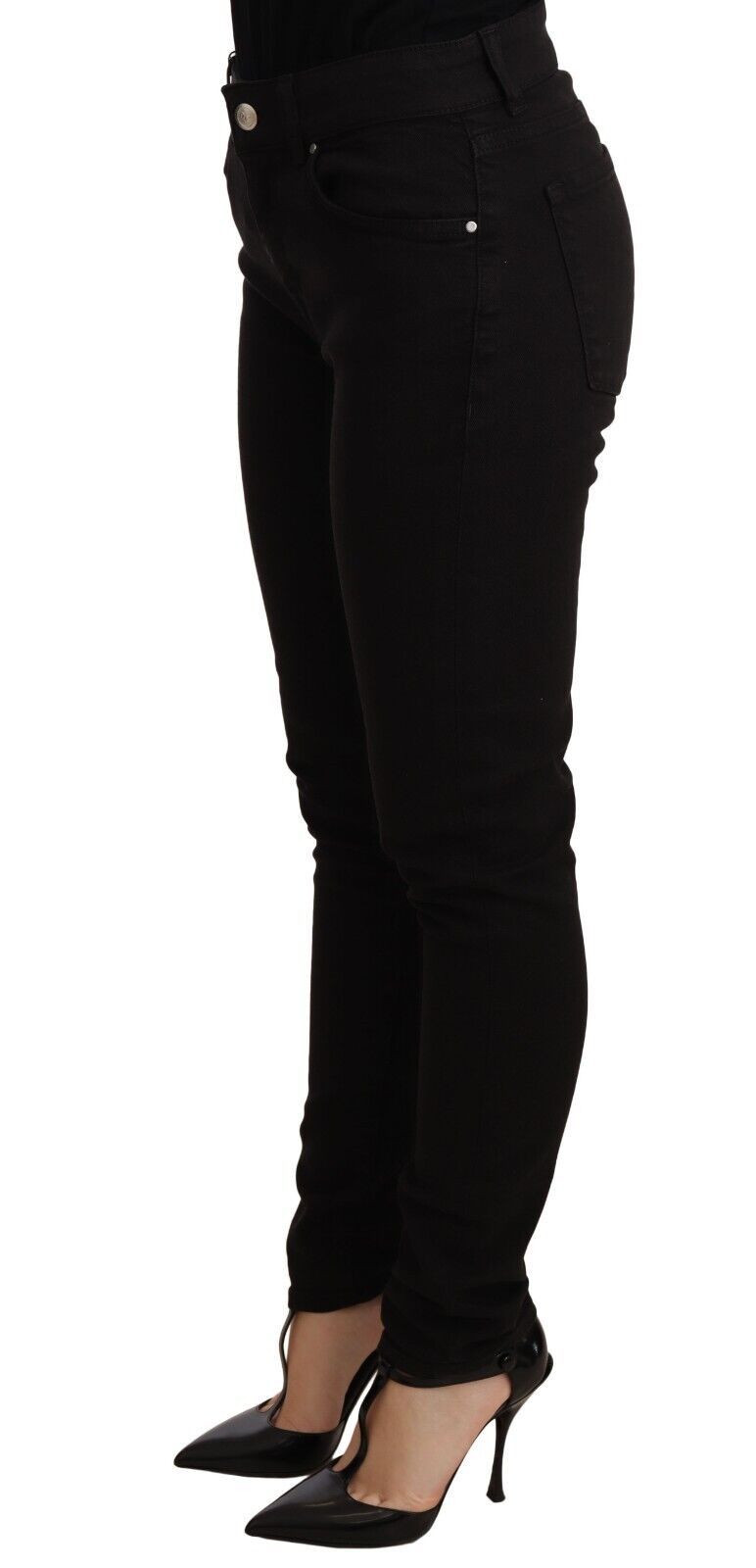Black Skinny Denim Logo Cotton Stretch Jeans