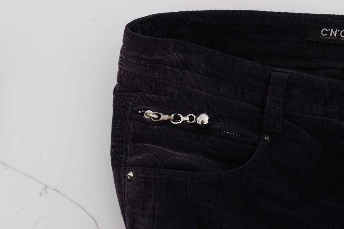 Purple Cropped Corduroys Jeans