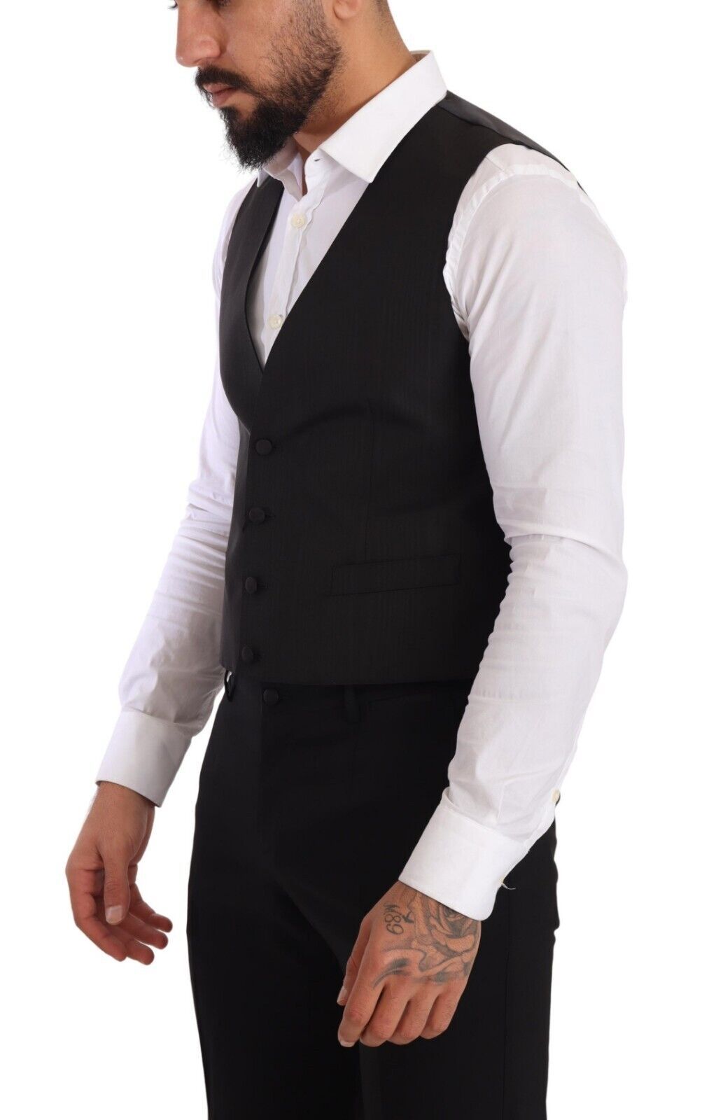 Gray Silk Slim Fit Waistcoat Formal Vest