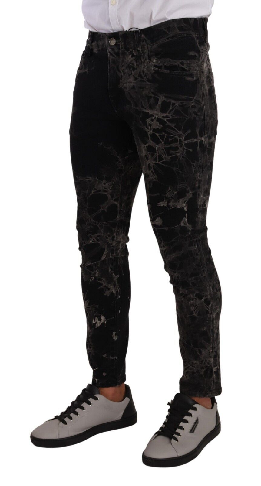 Black Patterned Skinny Slim Fit Jeans