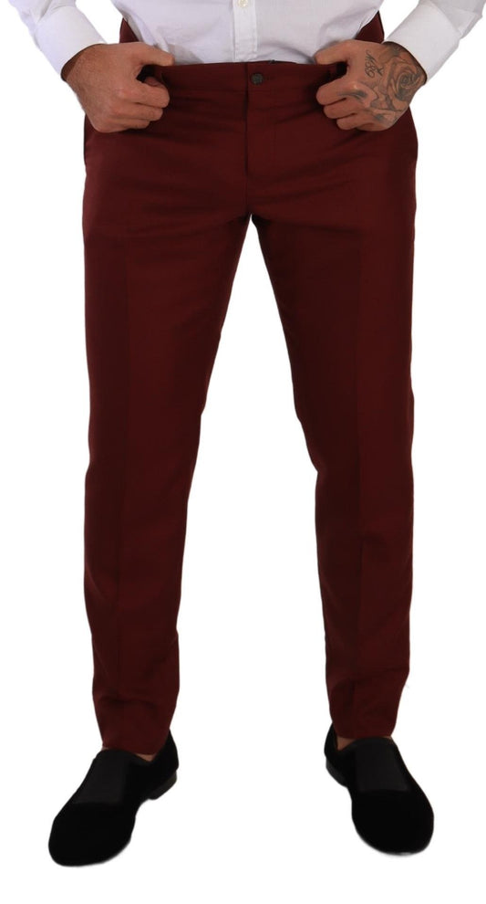 Red Cashmere Silk Dress Men Trouser Pants