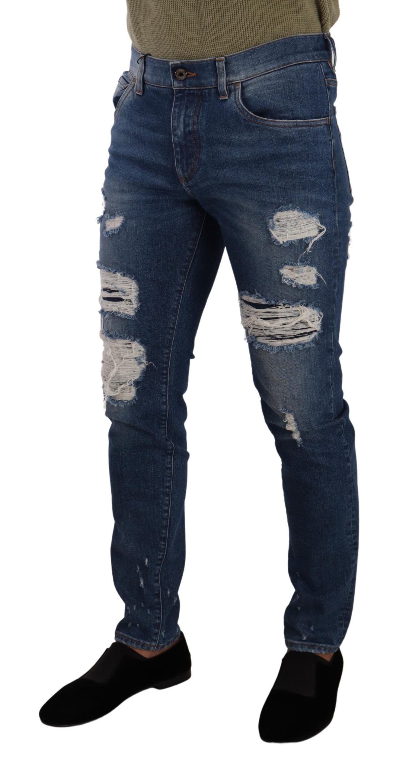 Blue Wash Cotton Stretch Slim Fit Denim Jeans