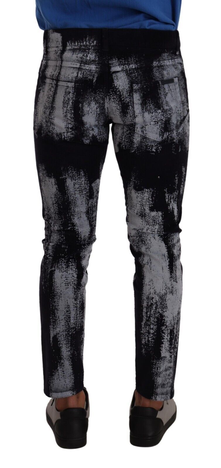 Blue White Dye Skinny Denim Men Jeans