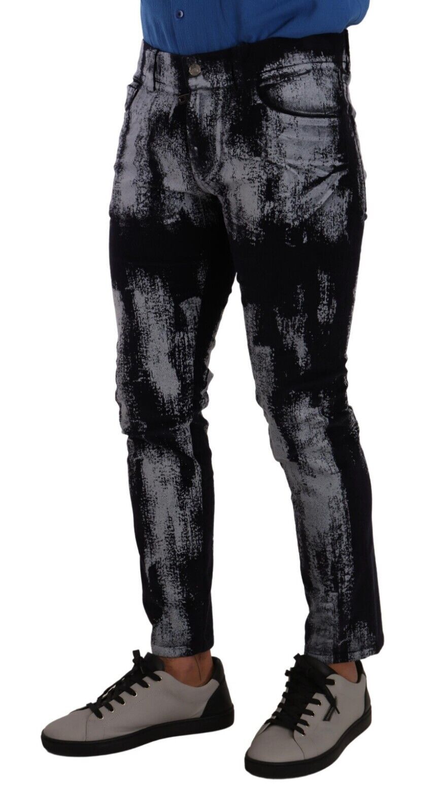Blue White Dye Skinny Denim Men Jeans