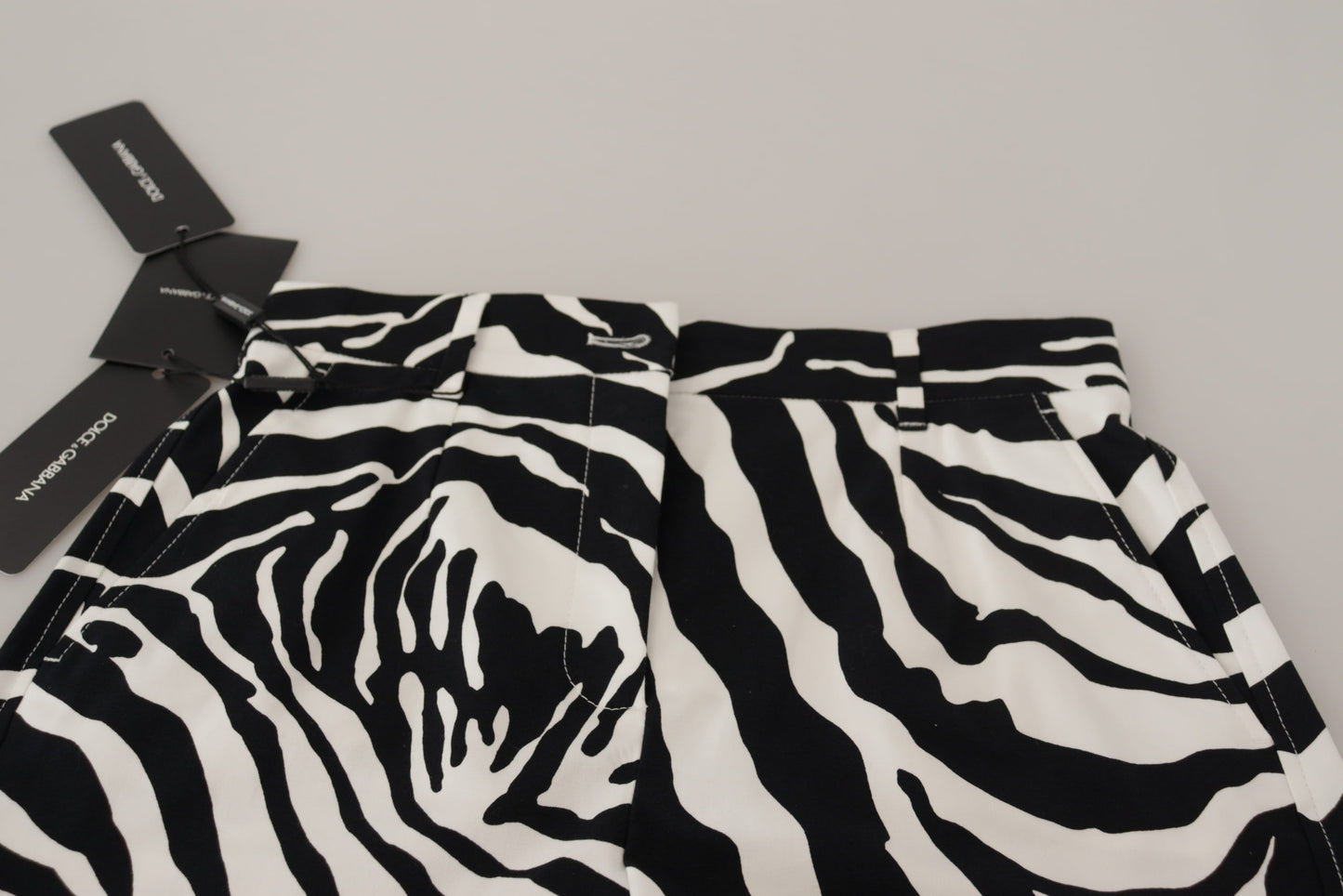 Black White Cotton Stretch Hot Pants Shorts