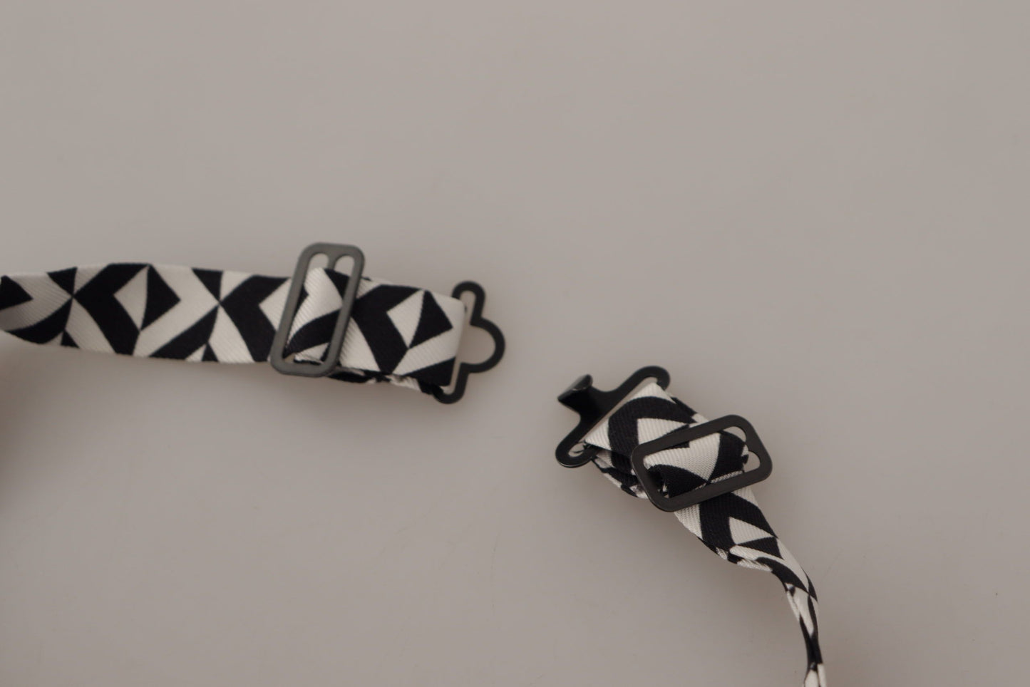Black White Geometric 100% Silk Adjustable Accessory Tie
