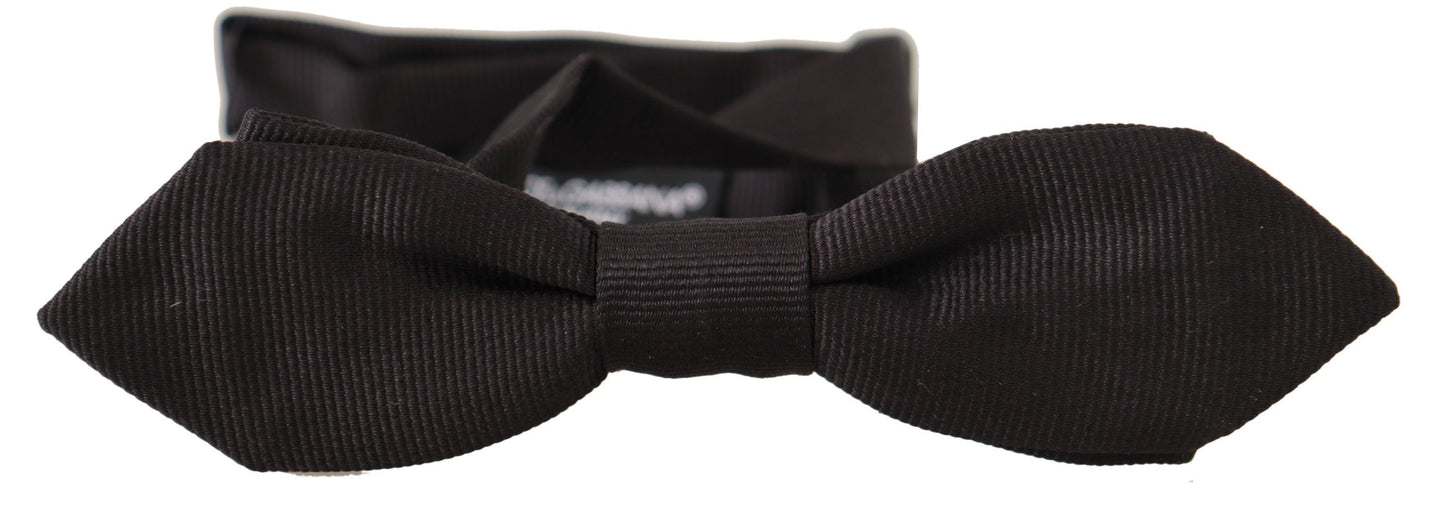 Black Solid 100% Silk Adjustable Neck Papillon Tie