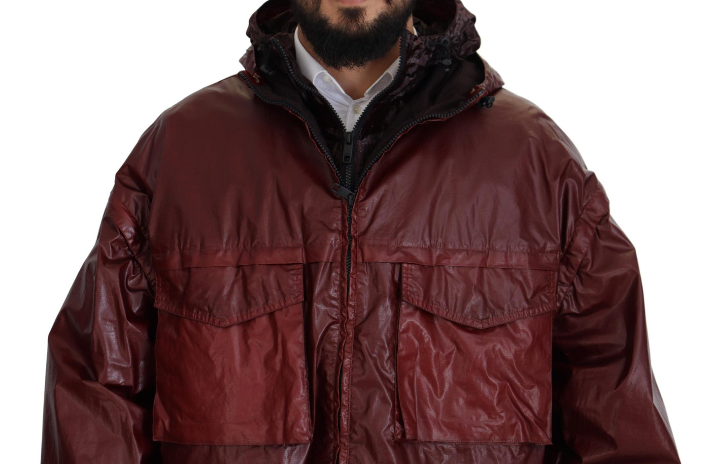 Bordeaux Cotton Hooded Full Zip Jacket