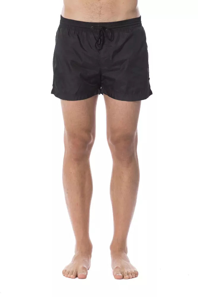 Black Polyester Men Swimsuit