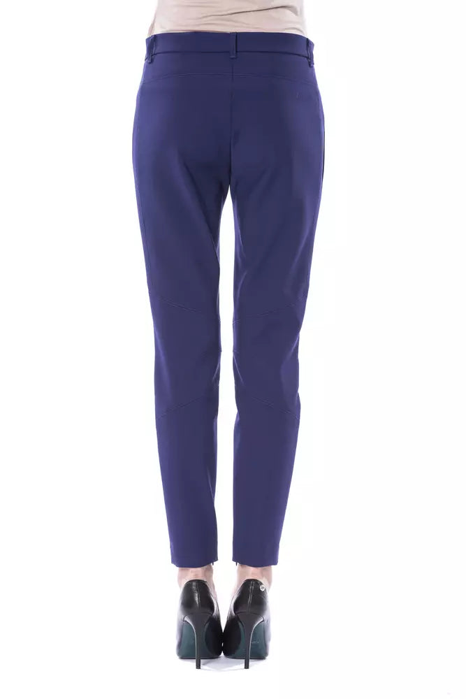 Blue Polyester Women's Slim Fit Pant