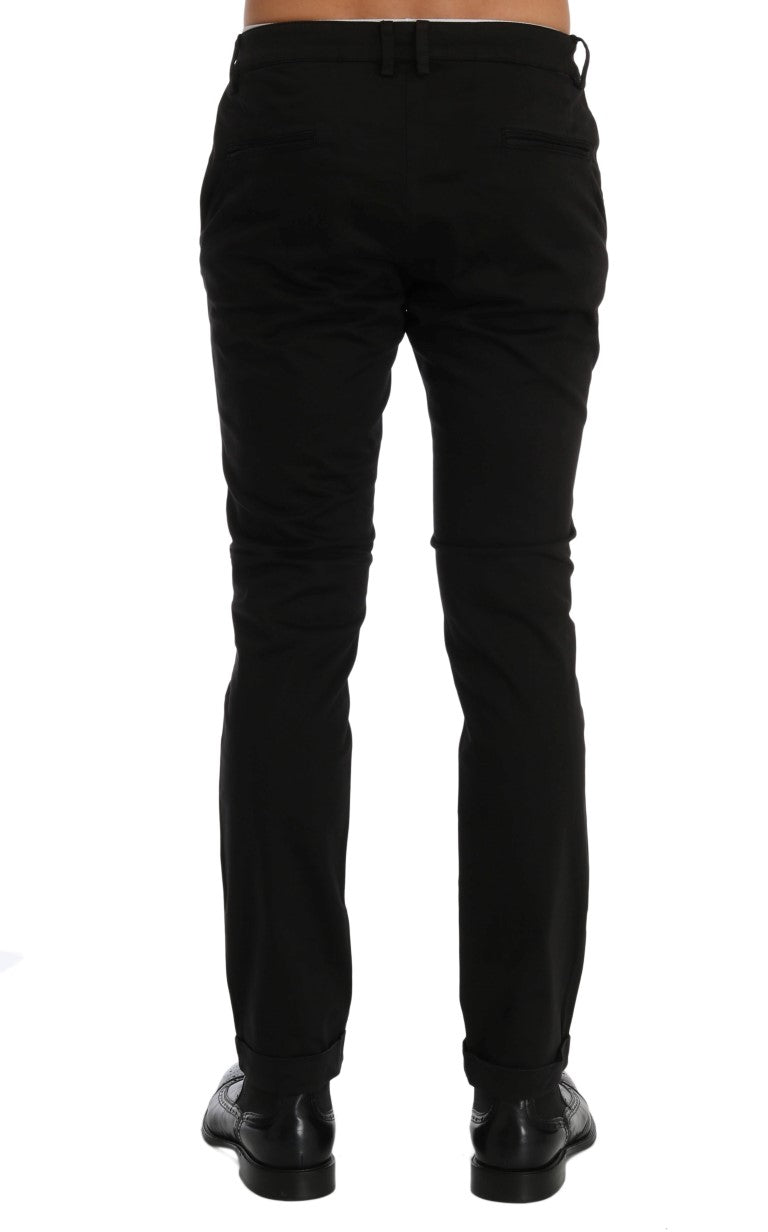 Black Slim Fit Cotton Stretch Pants