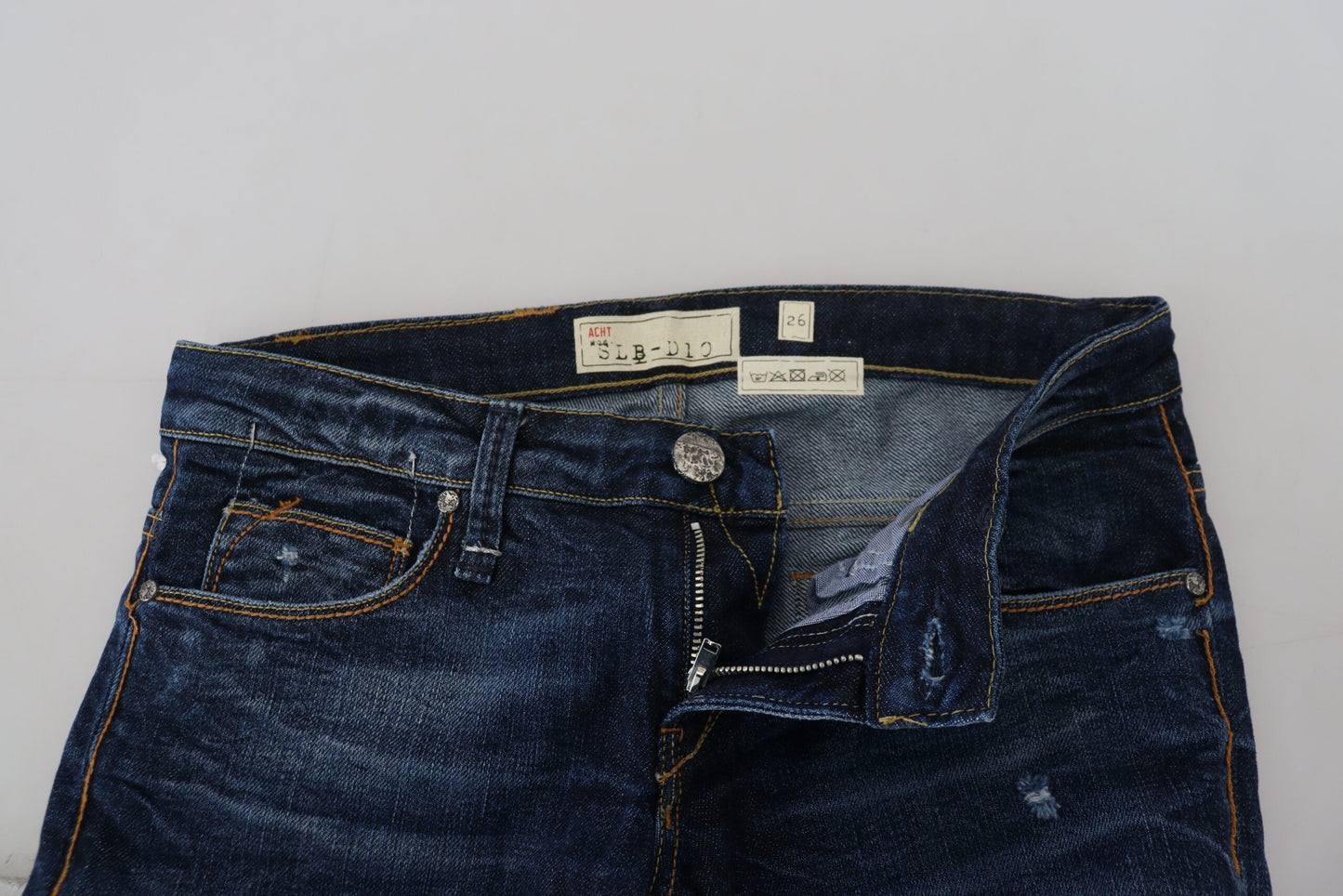 Blue Washed Cotton Low Waist Women Casual Jeans