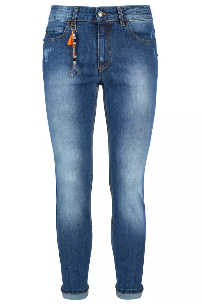 Blue Cotton Men's Slim-Fit Jeans