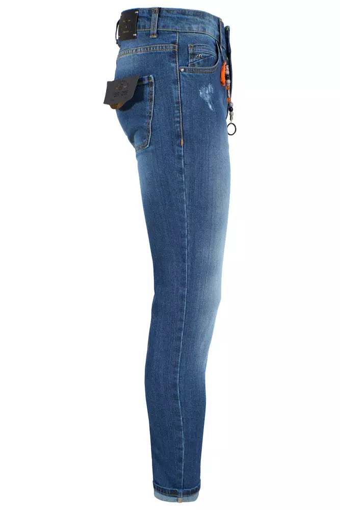 Blue Cotton Men's Slim-Fit Jeans