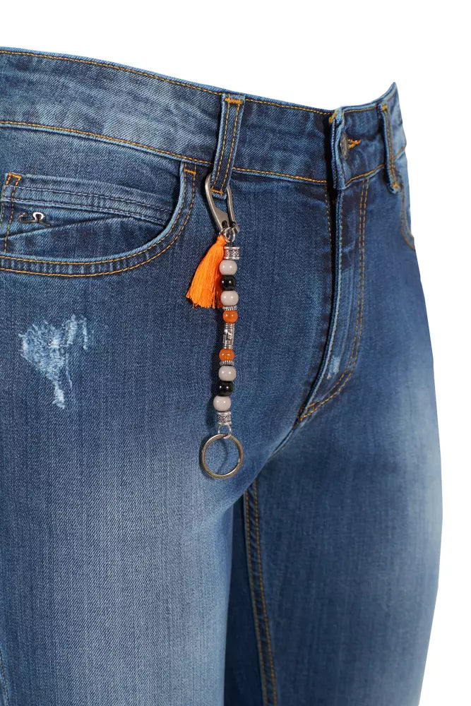 Blue Cotton Men's Slim-Fit Jeans