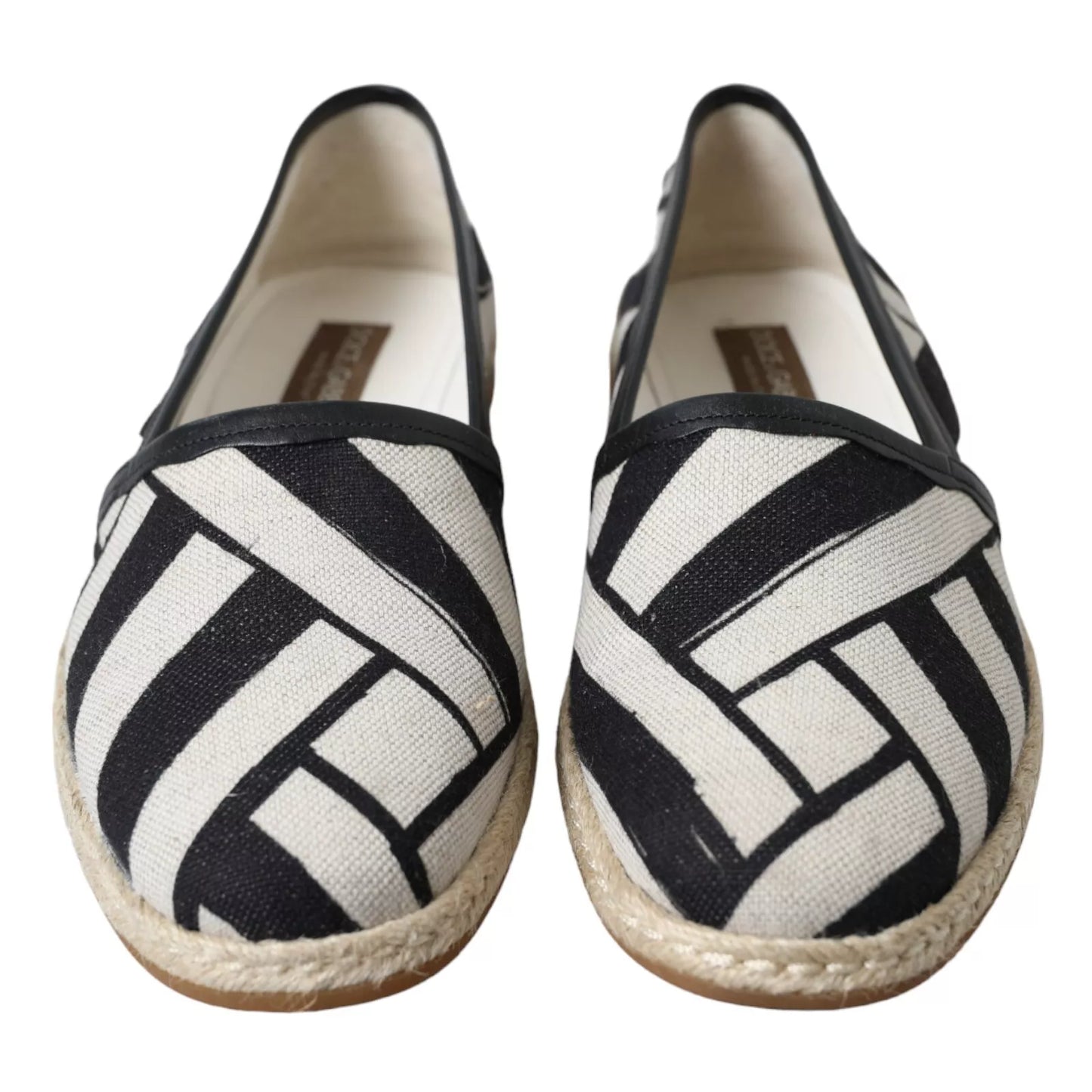 Black White Stripes Slip On Espadrille Shoes