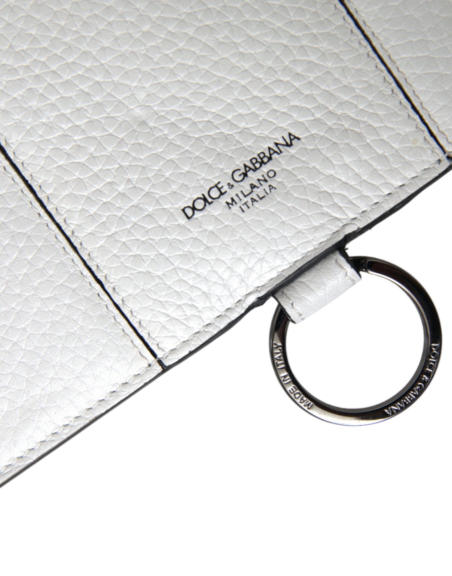 White Calfskin Leather Large Crossbody Card Holder Wallet