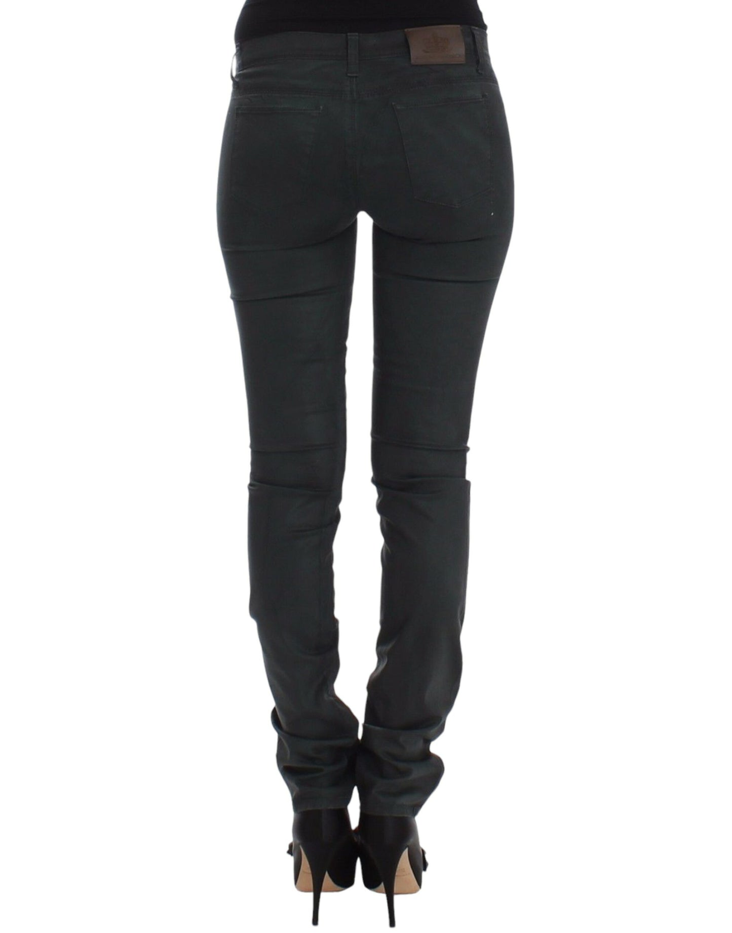Green Slim Jeans Denim Pants Straight Leg Stretch