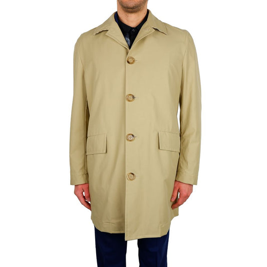 Beige Cotton Men Trench Coat