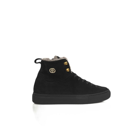 Black Cowhide Women High Sneaker