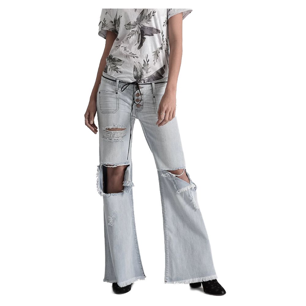 Blue Cotton Women's Flared Jean