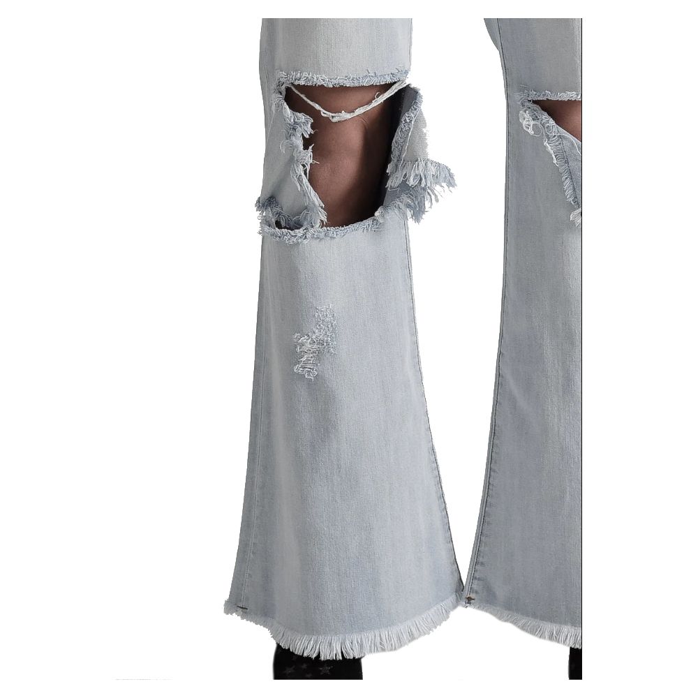 Blue Cotton Women's Flared Jean