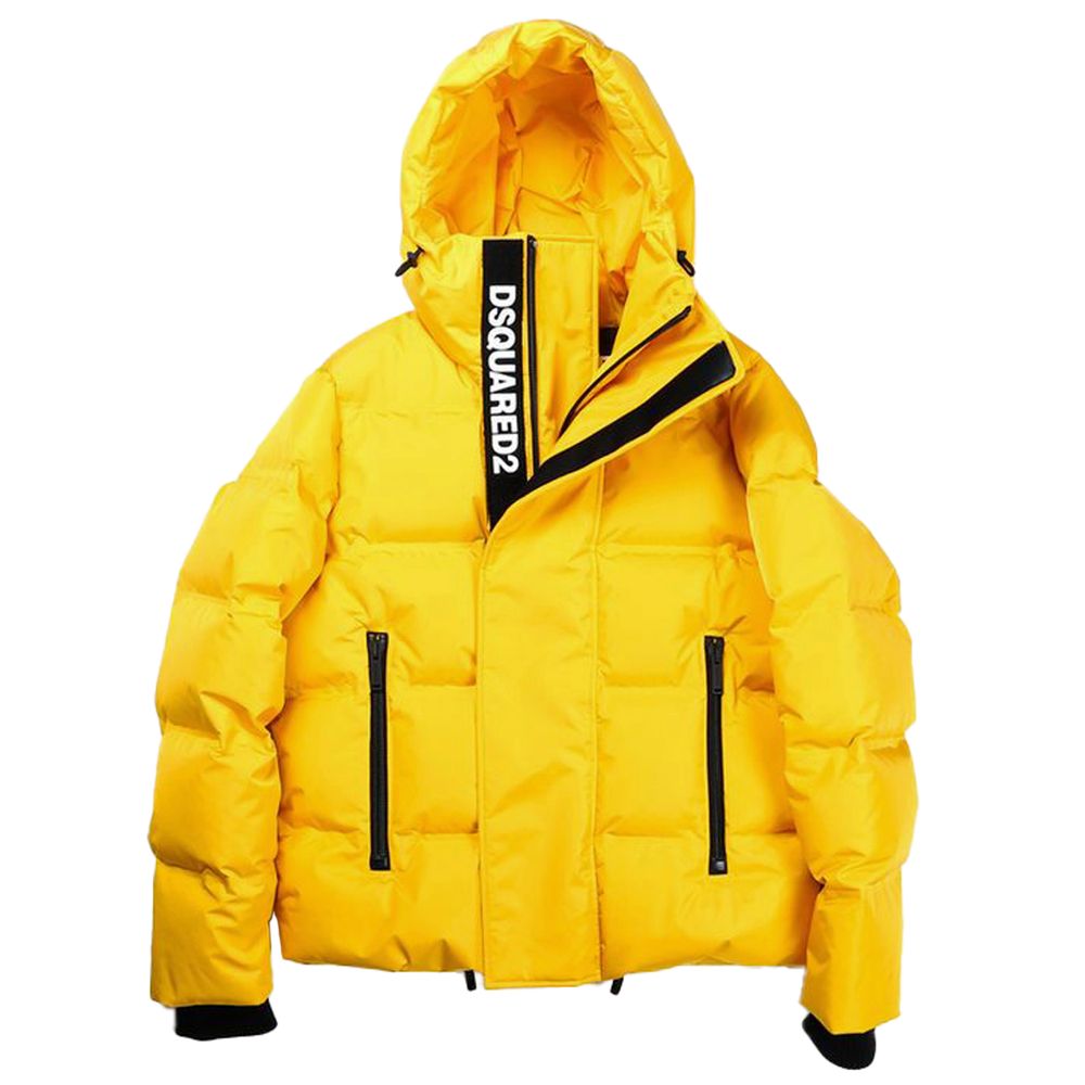 Yellow Nylon Men's Down Jacket