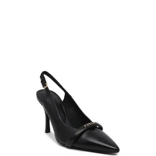Black Leather High Heel Pumps