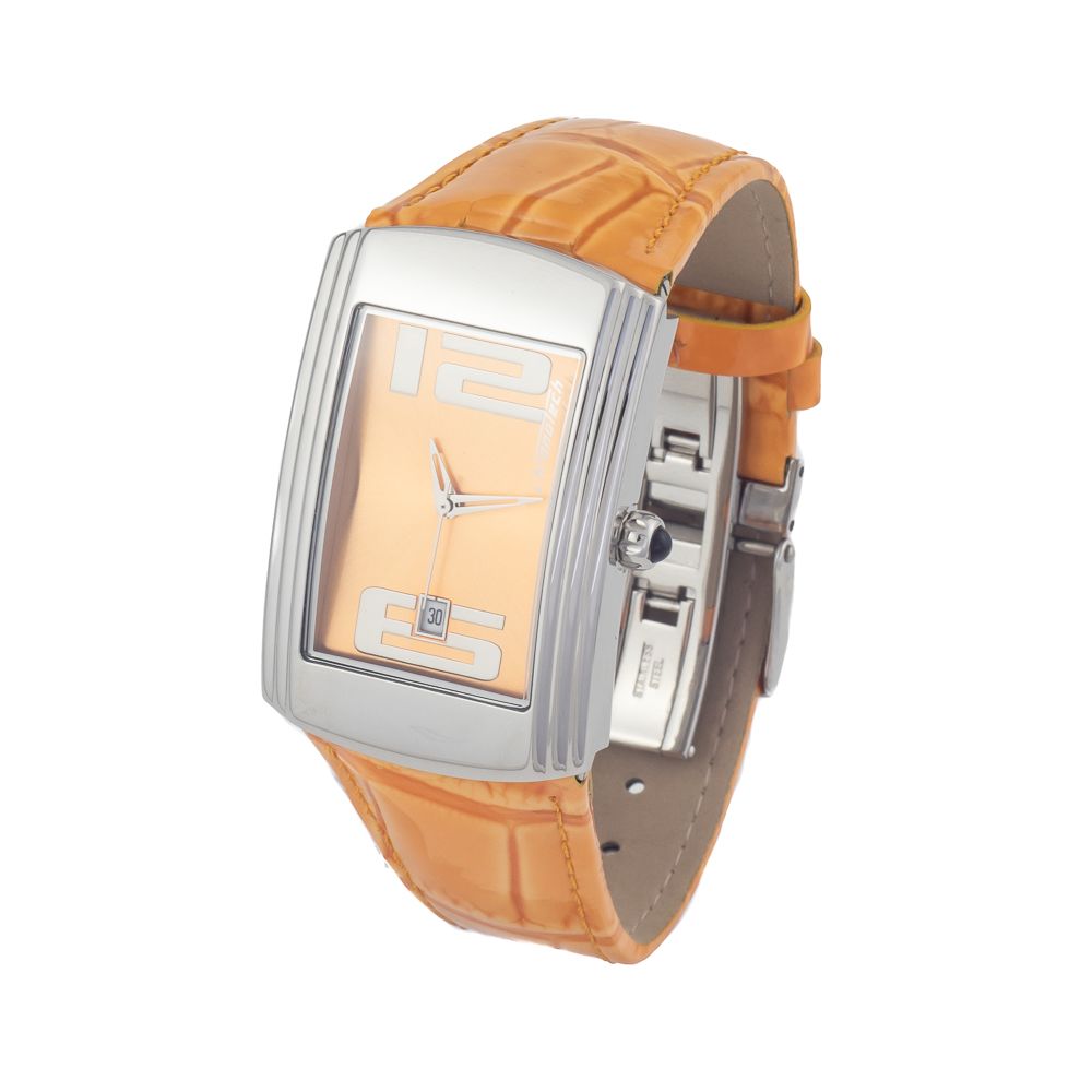Orange Leather Dress Watch