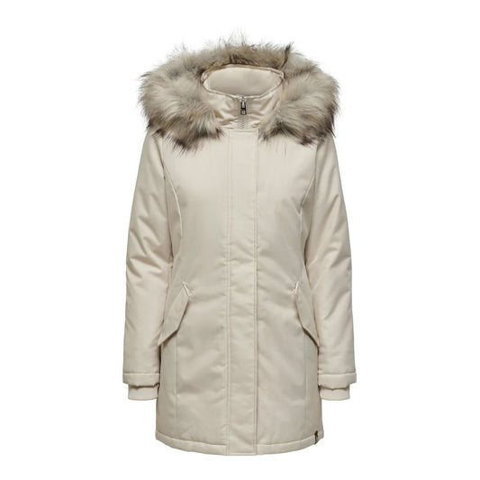 Beige Polyester Parka