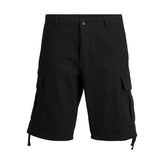 Black Cotton Bermuda Shorts