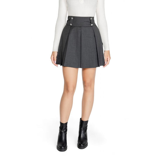 Gray Polyester Mini Skirt