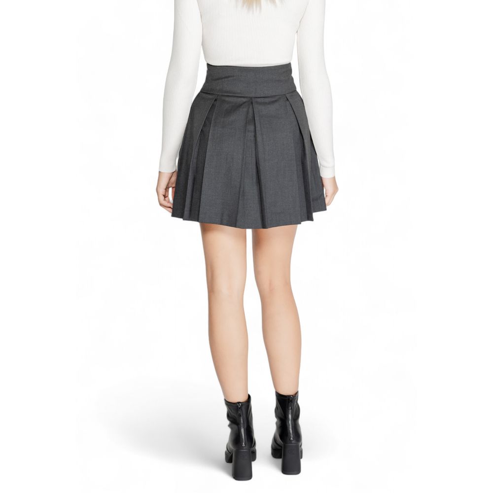 Gray Polyester Mini Skirt