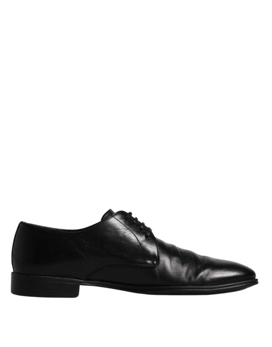 Black Leather Lace Up Men Derby Formal Shoes