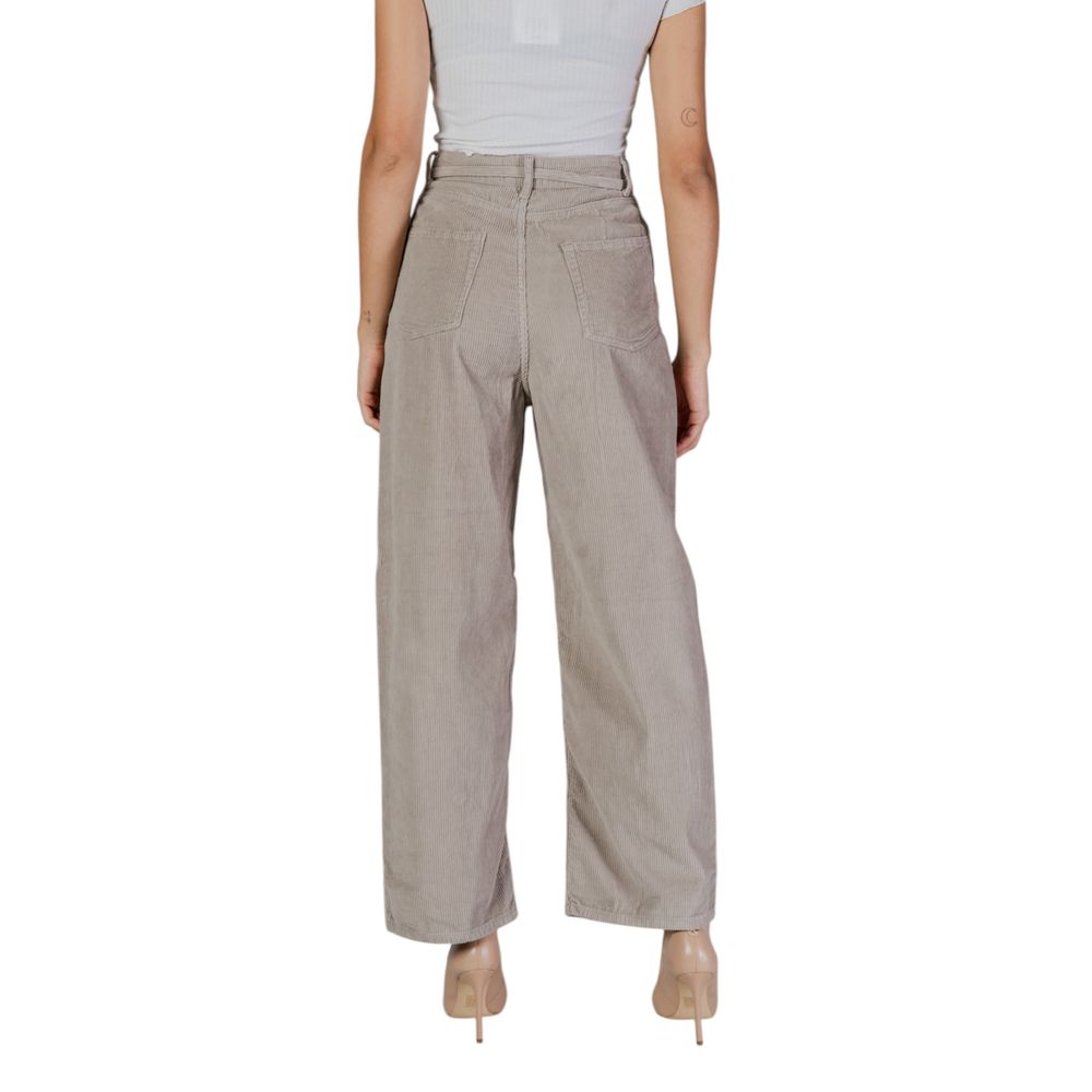 Beige Cotton Casual Pants