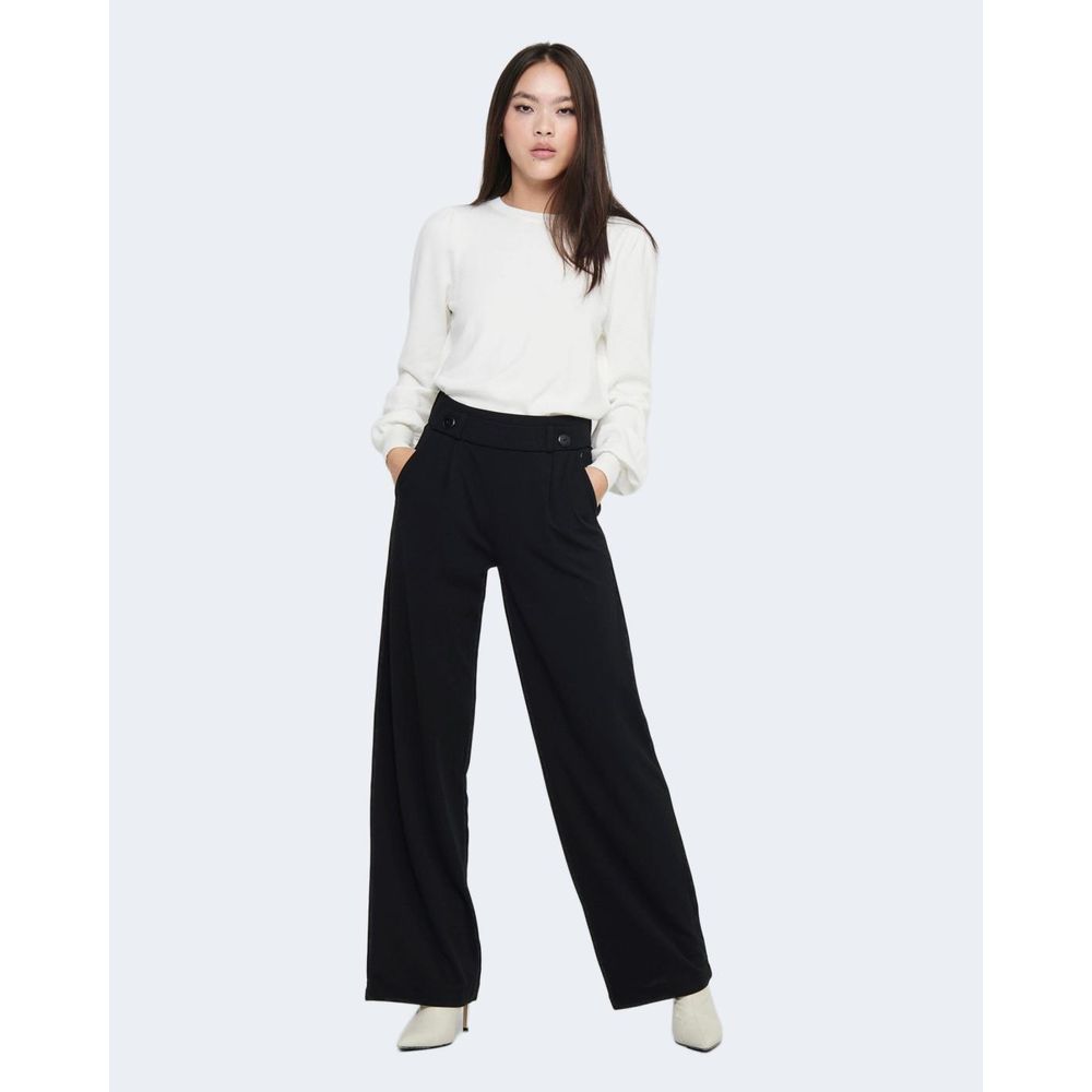 Black Polyester Casual Pants