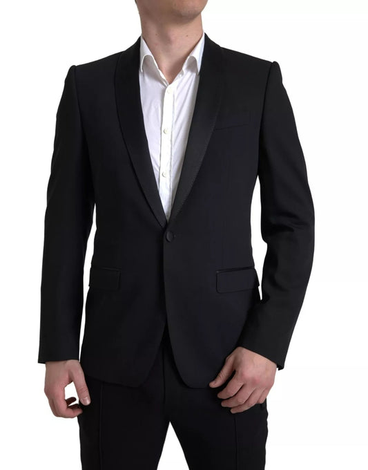 Black Wool Single Breasted MARTINI Blazerclothing