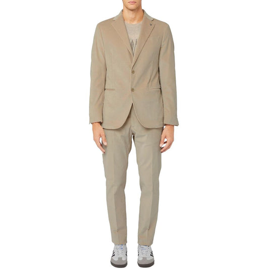 Beige Cotton Men Suit