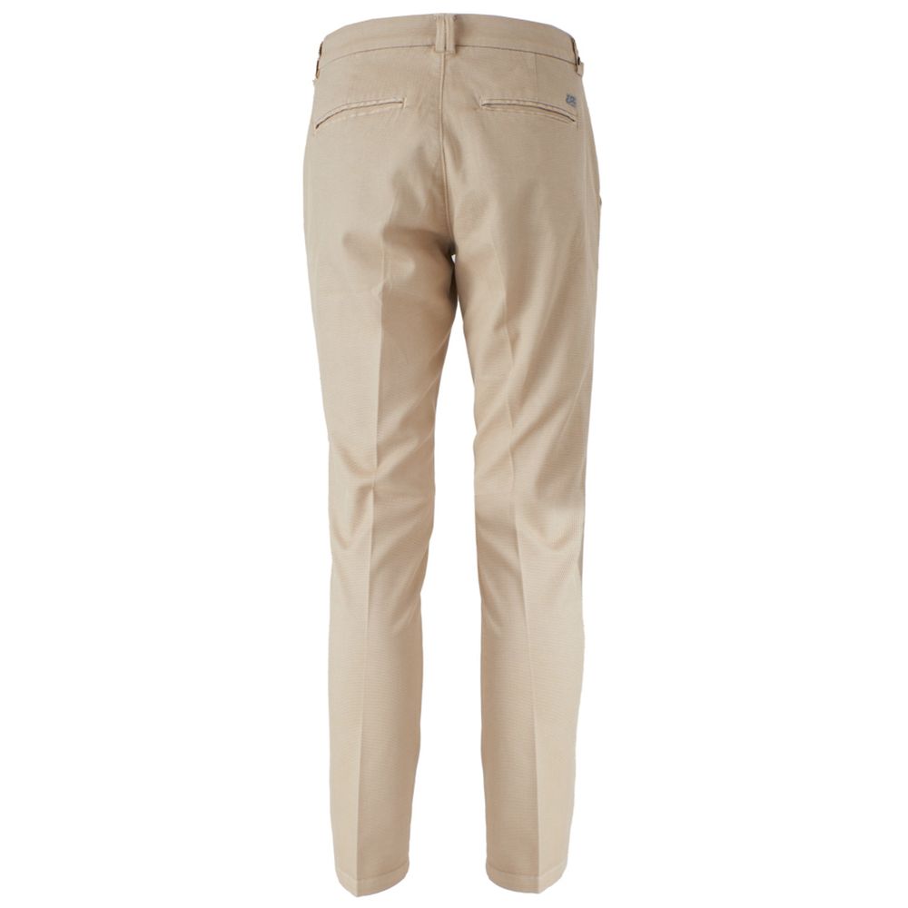 Beige Cotton Men Trousers