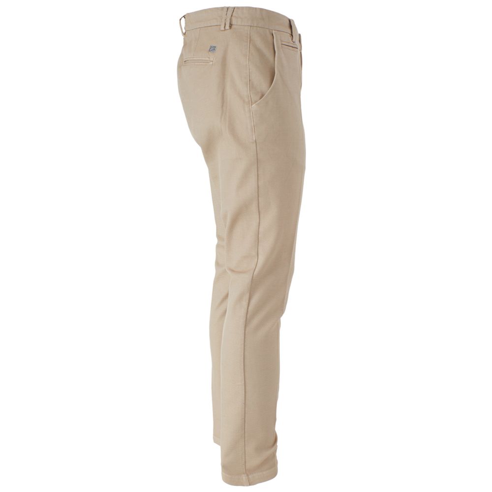 Beige Cotton Men Trousers