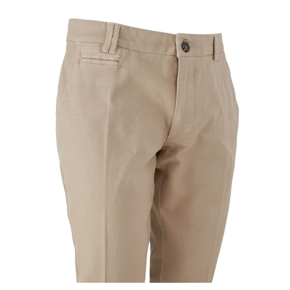 Beige Cotton Men Trousers
