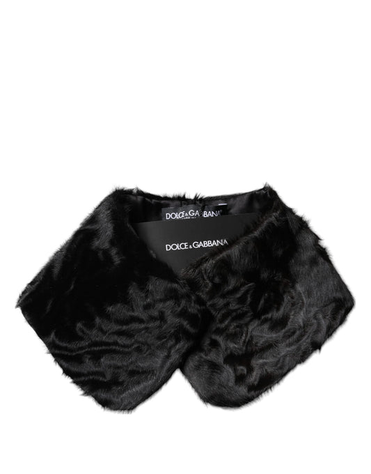 Black Lamb Fur Collar Women Neck Wrap Scarf