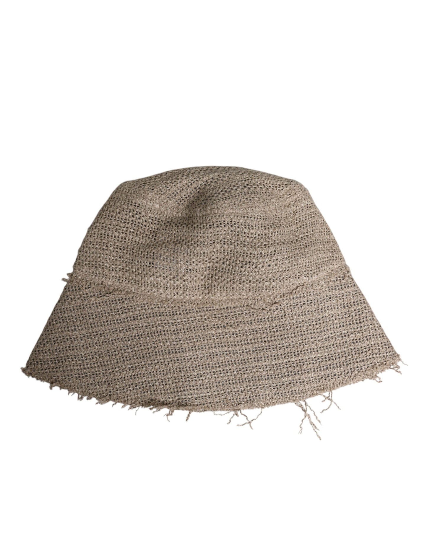 Beige Linen Wide Brim Bucket Hat