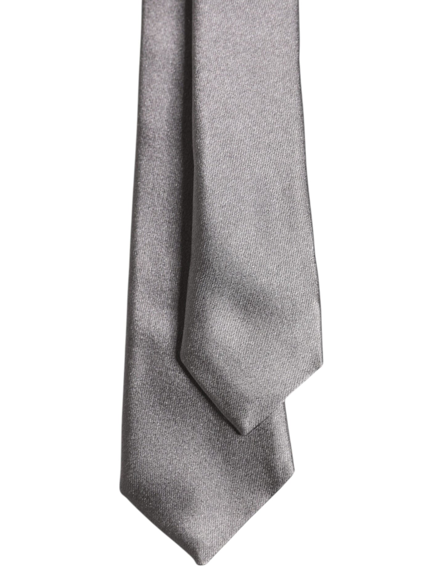 Metallic Silver Silk Adjustable Necktie Tie