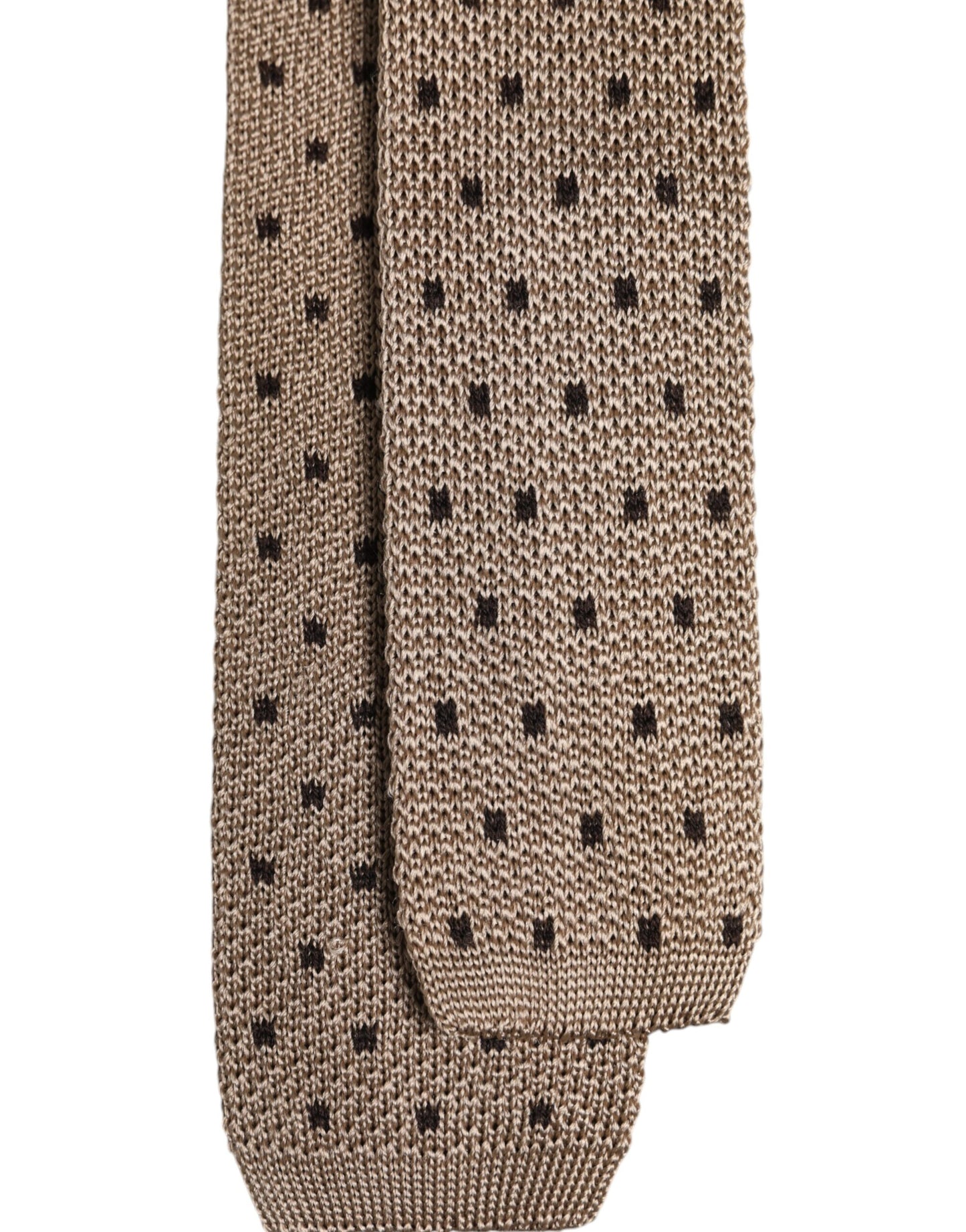 Beige Polka Dot Silk Adjustable Necktie Tie