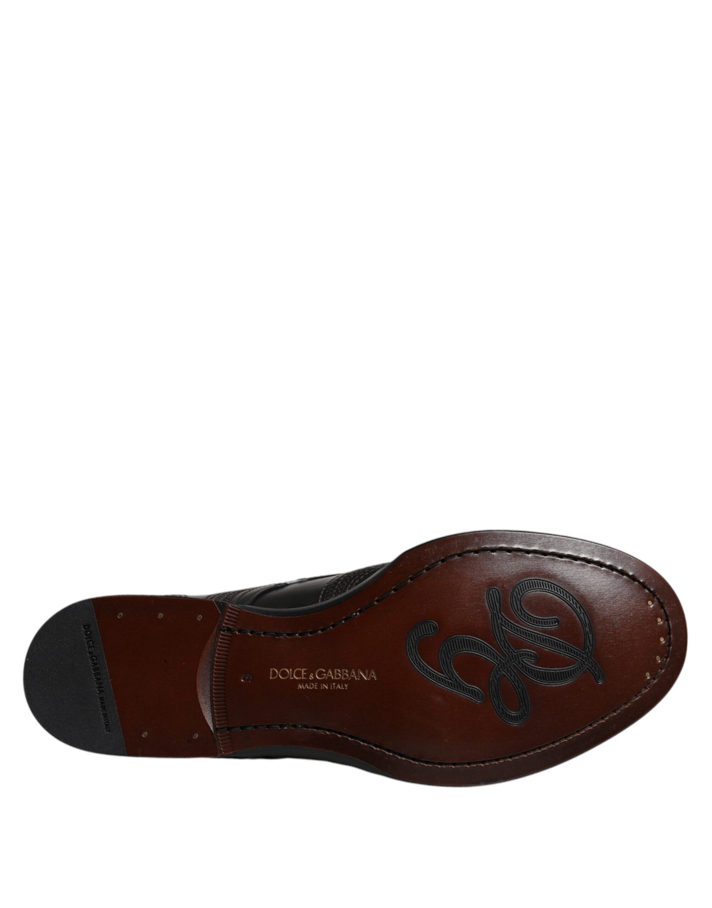 Black Embroidered Classic Leather Derby Dress Shoes