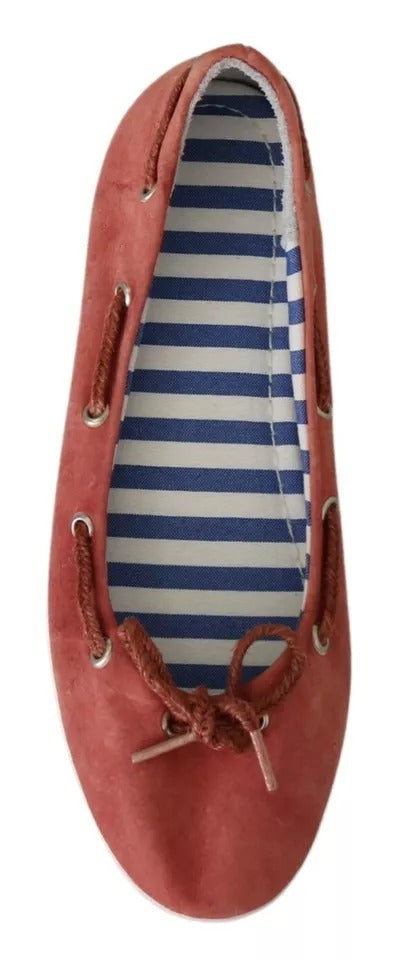 Scarlet Red Blue Stripe Flat Slip-On Shoes