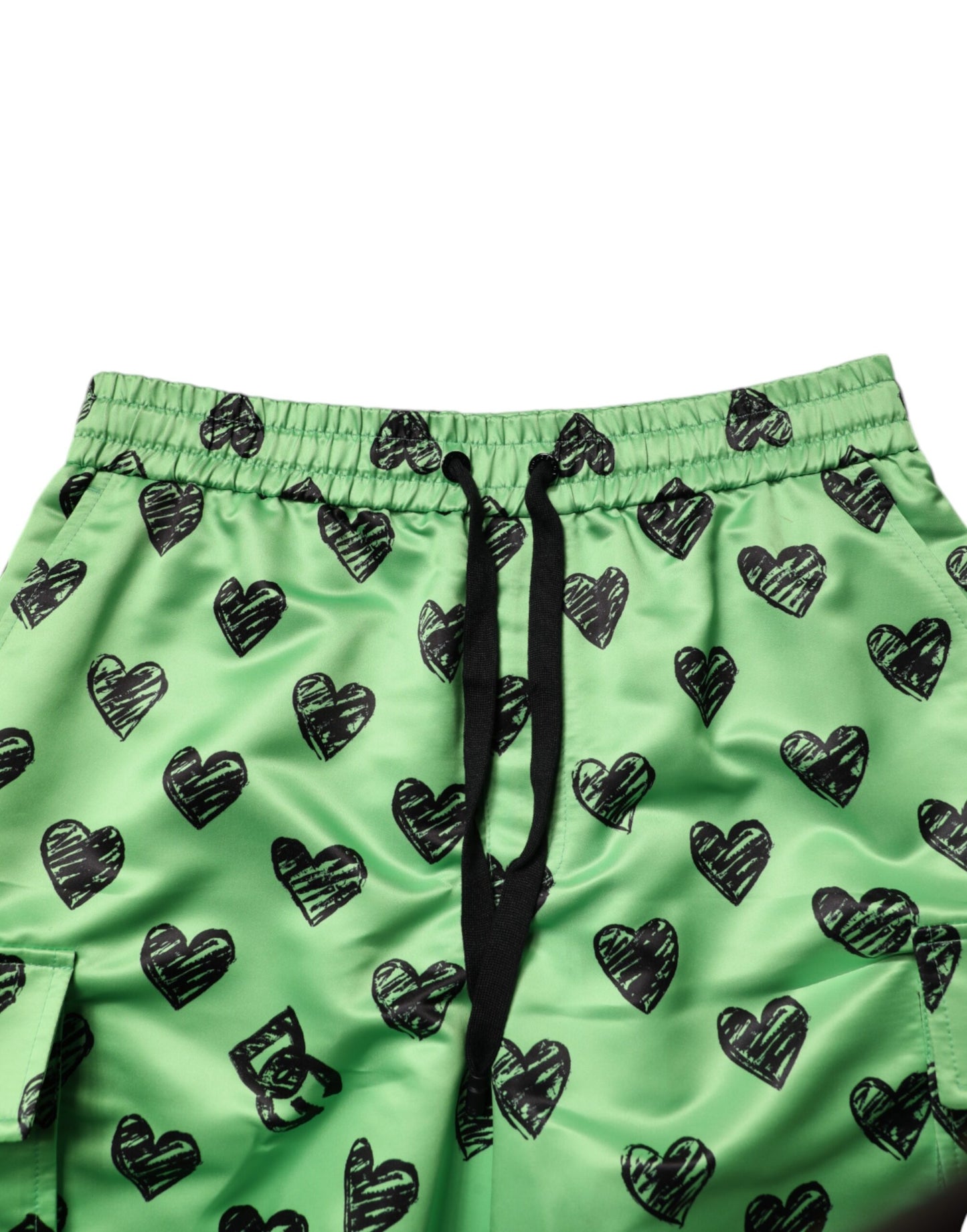 Green Heart Print Cargo Men Bermuda Shorts